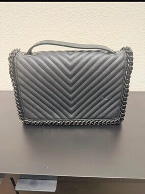 Aldo Quilted Chevron Shoulder Bag in Black